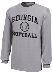 Champion Georgia Bulldogs Youth Grey Softball Core Long Sleeve T-Shirt