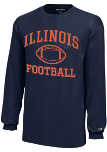 Youth Illinois Fighting Illini Navy Blue Champion Football Core Long Sleeve T-Shirt