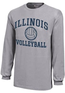 Youth Illinois Fighting Illini Grey Champion Volleyball Core Long Sleeve T-Shirt