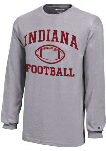 Youth Indiana Hoosiers Grey Champion Football Core Long Sleeve T-Shirt