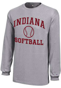 Youth Indiana Hoosiers Grey Champion Softball Core Long Sleeve T-Shirt