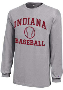 Youth Indiana Hoosiers Grey Champion Baseball Core Long Sleeve T-Shirt