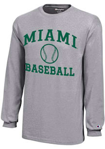 Champion Miami Hurricanes Youth Grey Baseball Core Long Sleeve T-Shirt