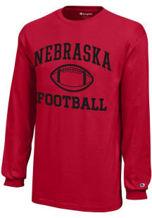 Youth Nebraska Cornhuskers Red Champion Football Core Long Sleeve T-Shirt