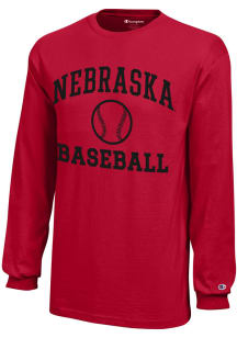 Youth Nebraska Cornhuskers Red Champion Baseball Core Long Sleeve T-Shirt