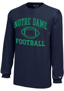 Champion Notre Dame Fighting Irish Youth Navy Blue Football Core Long Sleeve T-Shirt