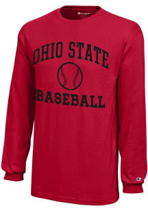 Youth Ohio State Buckeyes Red Champion Baseball Core Long Sleeve T-Shirt