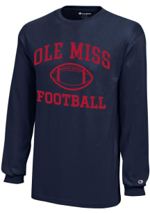 Champion Ole Miss Rebels Youth Navy Blue Football Core Long Sleeve T-Shirt