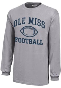 Champion Ole Miss Rebels Youth Grey Football Core Long Sleeve T-Shirt