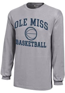 Champion Ole Miss Rebels Youth Grey Basketball Core Long Sleeve T-Shirt