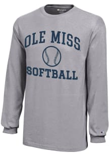 Champion Ole Miss Rebels Youth Grey Softball Core Long Sleeve T-Shirt