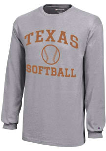 Champion Texas Longhorns Youth Grey Softball Core Long Sleeve T-Shirt