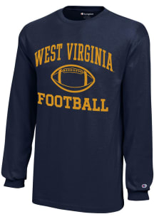 Champion West Virginia Mountaineers Youth Navy Blue Football Core Long Sleeve T-Shirt