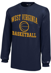 Champion West Virginia Mountaineers Youth Navy Blue Basketball Core Long Sleeve T-Shirt