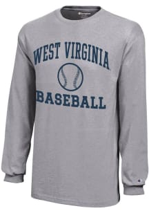 Champion West Virginia Mountaineers Youth Grey Baseball Core Long Sleeve T-Shirt