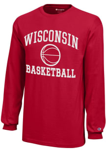 Youth Wisconsin Badgers Red Champion Basketball Core Long Sleeve T-Shirt