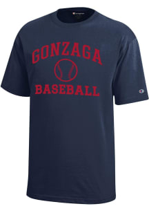 Champion Gonzaga Bulldogs Youth Navy Blue Baseball Core Short Sleeve T-Shirt