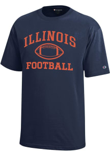 Youth Illinois Fighting Illini Navy Blue Champion Football Core Short Sleeve T-Shirt