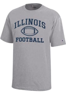 Youth Illinois Fighting Illini Grey Champion Football Core Short Sleeve T-Shirt