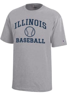 Youth Illinois Fighting Illini Grey Champion Baseball Core Short Sleeve T-Shirt