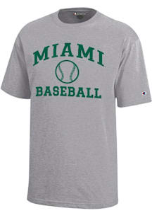 Champion Miami Hurricanes Youth Grey Baseball Core Short Sleeve T-Shirt