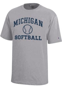 Youth Michigan Wolverines Grey Champion Softball Core Short Sleeve T-Shirt