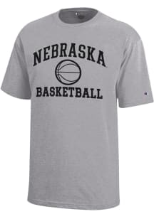Youth Nebraska Cornhuskers Grey Champion Basketball Core Short Sleeve T-Shirt
