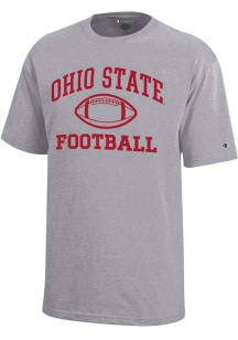 Youth Ohio State Buckeyes Grey Champion Football Core Short Sleeve T-Shirt