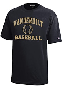 Champion Vanderbilt Commodores Youth Black Baseball Core Short Sleeve T-Shirt
