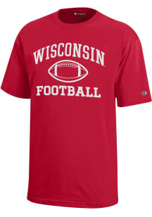 Youth Wisconsin Badgers Red Champion Football Core Short Sleeve T-Shirt