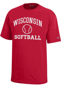 Youth Wisconsin Badgers Red Champion Softball Core Short Sleeve T-Shirt