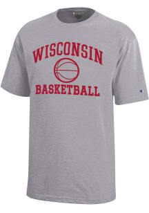 Youth Wisconsin Badgers Grey Champion Basketball Core Short Sleeve T-Shirt