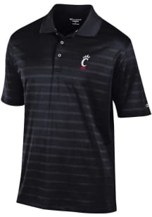 Mens Cincinnati Bearcats Black Champion Textured Solid Short Sleeve Polo Shirt