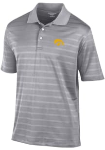 Mens Iowa Hawkeyes Grey Champion Textured Solid Short Sleeve Polo Shirt