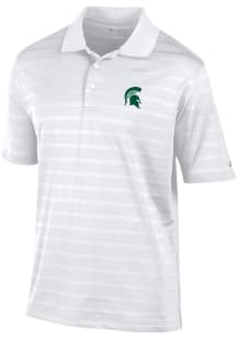 Mens Michigan State Spartans White Champion Textured Solid Short Sleeve Polo Shirt