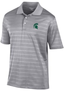 Mens Michigan State Spartans Grey Champion Textured Solid Short Sleeve Polo Shirt