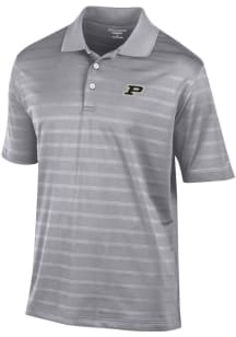 Mens Purdue Boilermakers Grey Champion Textured Solid Short Sleeve Polo Shirt