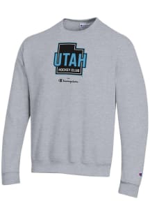 Champion Utah Hockey Club Mens Grey Powerblend Long Sleeve Crew Sweatshirt