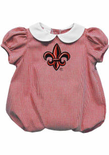Vive La Fete Louisiana Ragin' Cajuns Baby Red Gingham Collar Short Sleeve One Piece