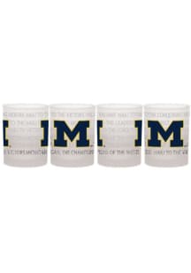 White Michigan Wolverines 4 Pack Fight Song Rock Glass