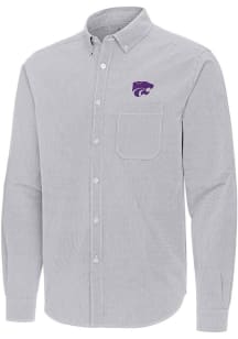 Mens K-State Wildcats Ash Antigua Porter Long Sleeve Dress Shirt
