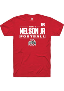 Keenan Nelson Jr Rally Mens Red Ohio State Buckeyes NIL Stacked Box Player T Shirt