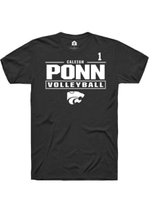 Caleigh Ponn Rally Mens Black K-State Wildcats NIL Stacked Box Player T Shirt