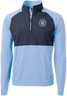 Cutter and Buck New York City FC Mens Light Blue Adapt Eco Hybrid Long Sleeve Qtr Zip Pullover
