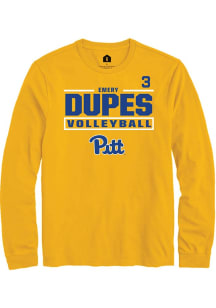 Emery Dupes Mens Gold Pitt Panthers NIL Stacked Box Long Sleeve Player T Shirt