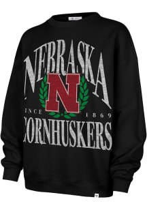 Womens Nebraska Cornhuskers Black 47 Pitchout Crew Sweatshirt