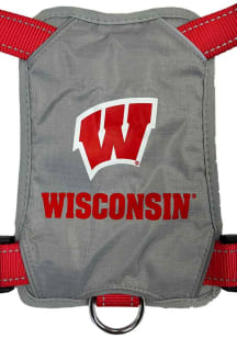Red Wisconsin Badgers Team Logo Harness Pet Collar