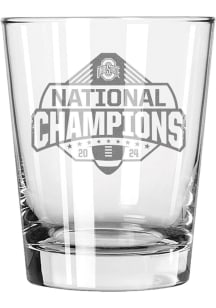 White Ohio State Buckeyes 2024 Football National Champions 15oz Etched Rock Glass