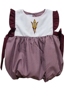 Vive La Fete Arizona State Sun Devils Baby Girls Maroon Gingham Bubble Short Sleeve Dress