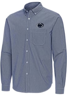 Mens Penn State Nittany Lions Navy Blue Antigua Porter Long Sleeve Dress Shirt